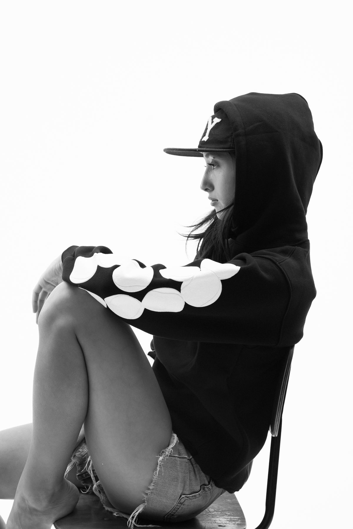 White on Black Hoodie